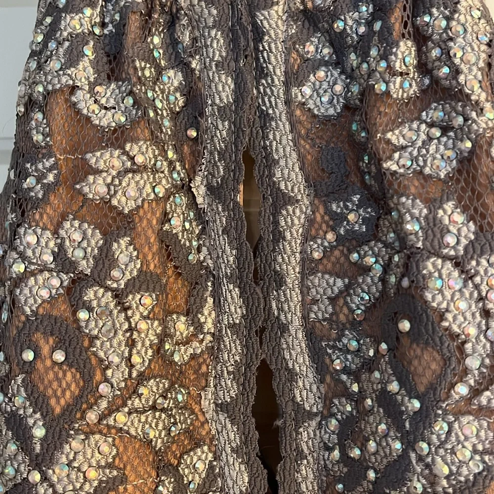 Jovani Silver and Brown Backless Dress - Picture 5 of 7